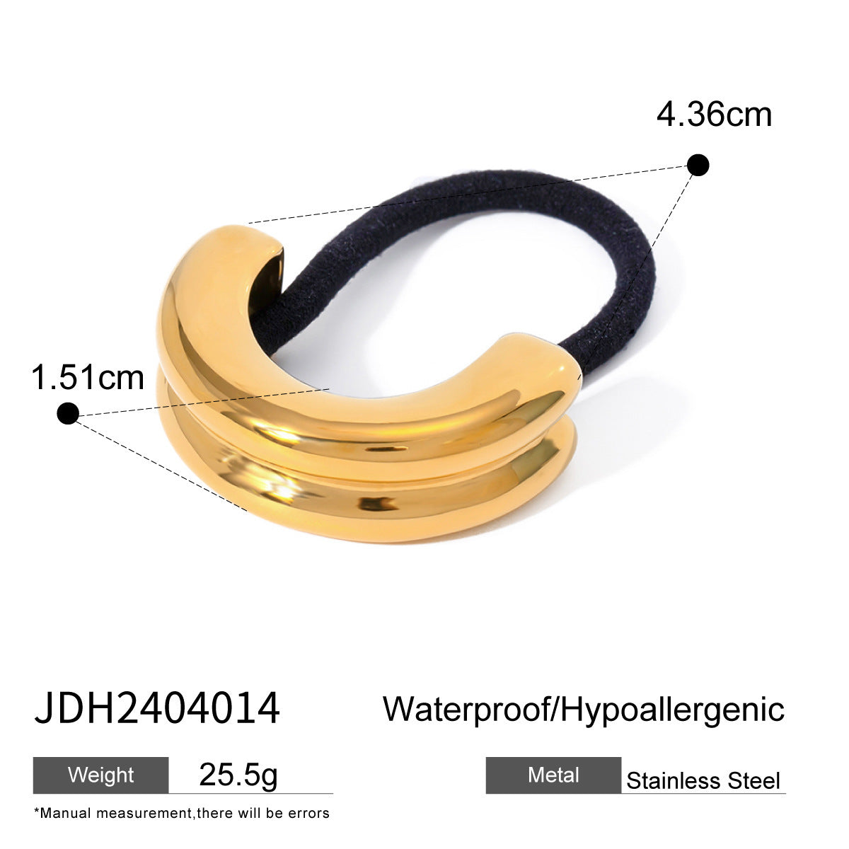 18K Gold Stainless Steel Hair Accessories Glossy U-shaped Rubber Band