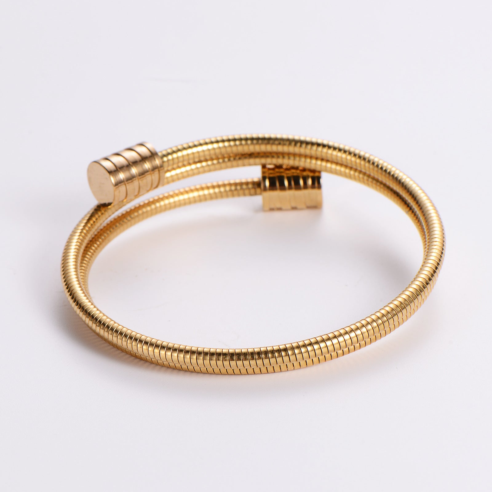 Adjustable Opening Stretch Electroplated 18K Gold Stainless Steel Bracelet