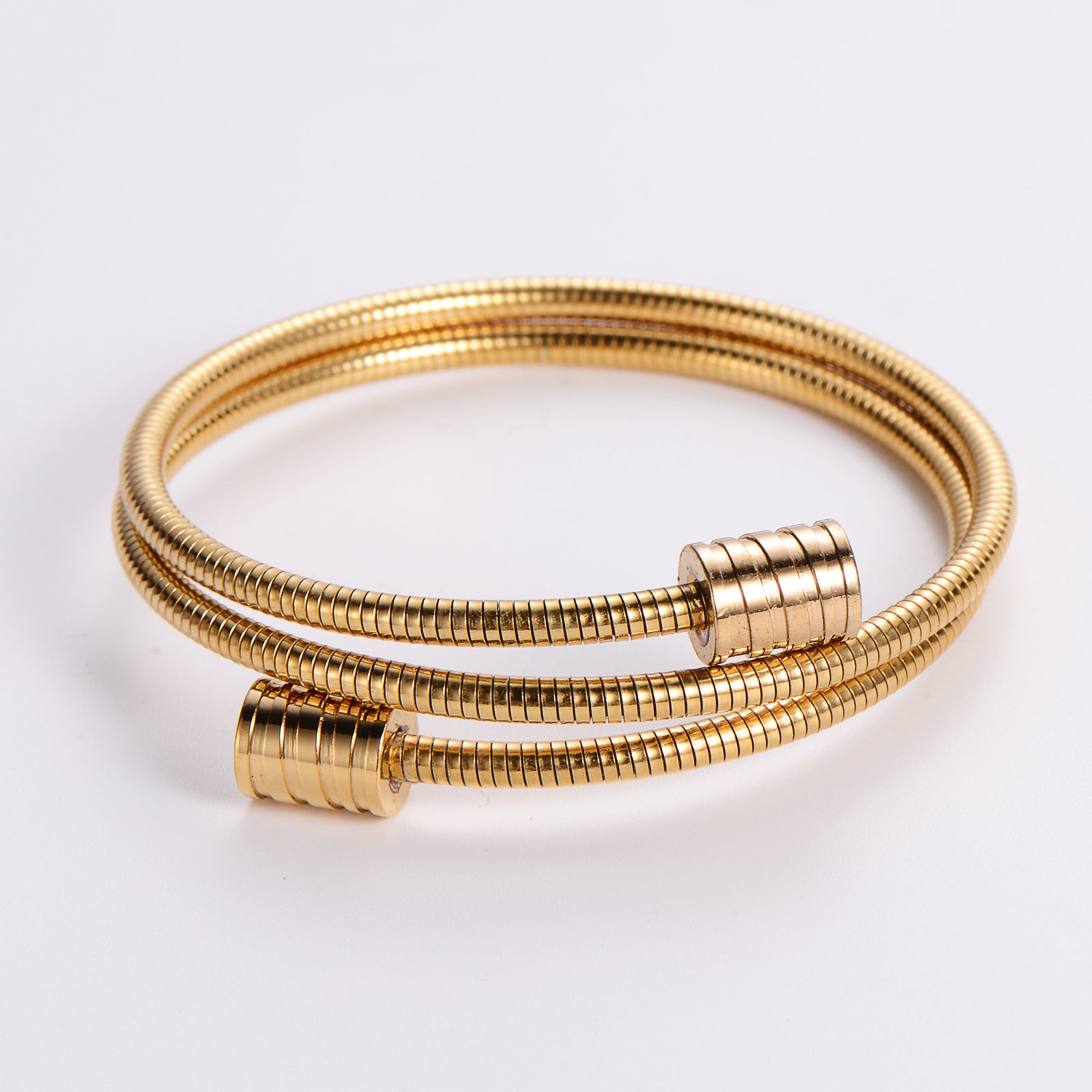 Adjustable Opening Stretch Electroplated 18K Gold Stainless Steel Bracelet